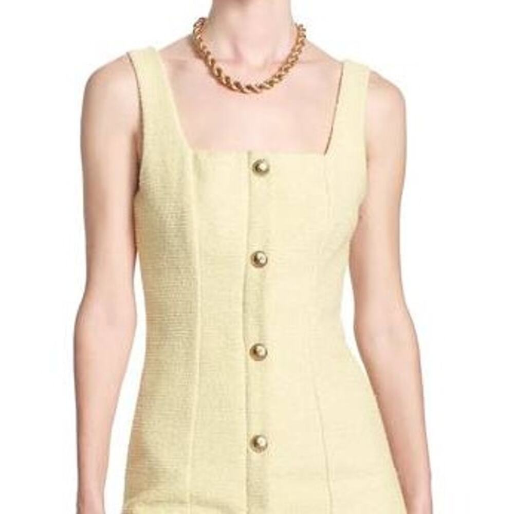 Corey Lynn Calter Dita Tweed Shift Mini Dress Bamboo Yellow XS Quiet Luxury Chic - Picture 4 of 6